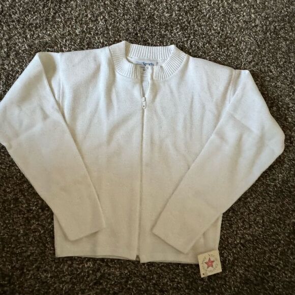Vintage Jackets & Blazers - Vintage 80s Lightweight Knit Zip Up Athletic Jacket Oversized Cropped Sz S